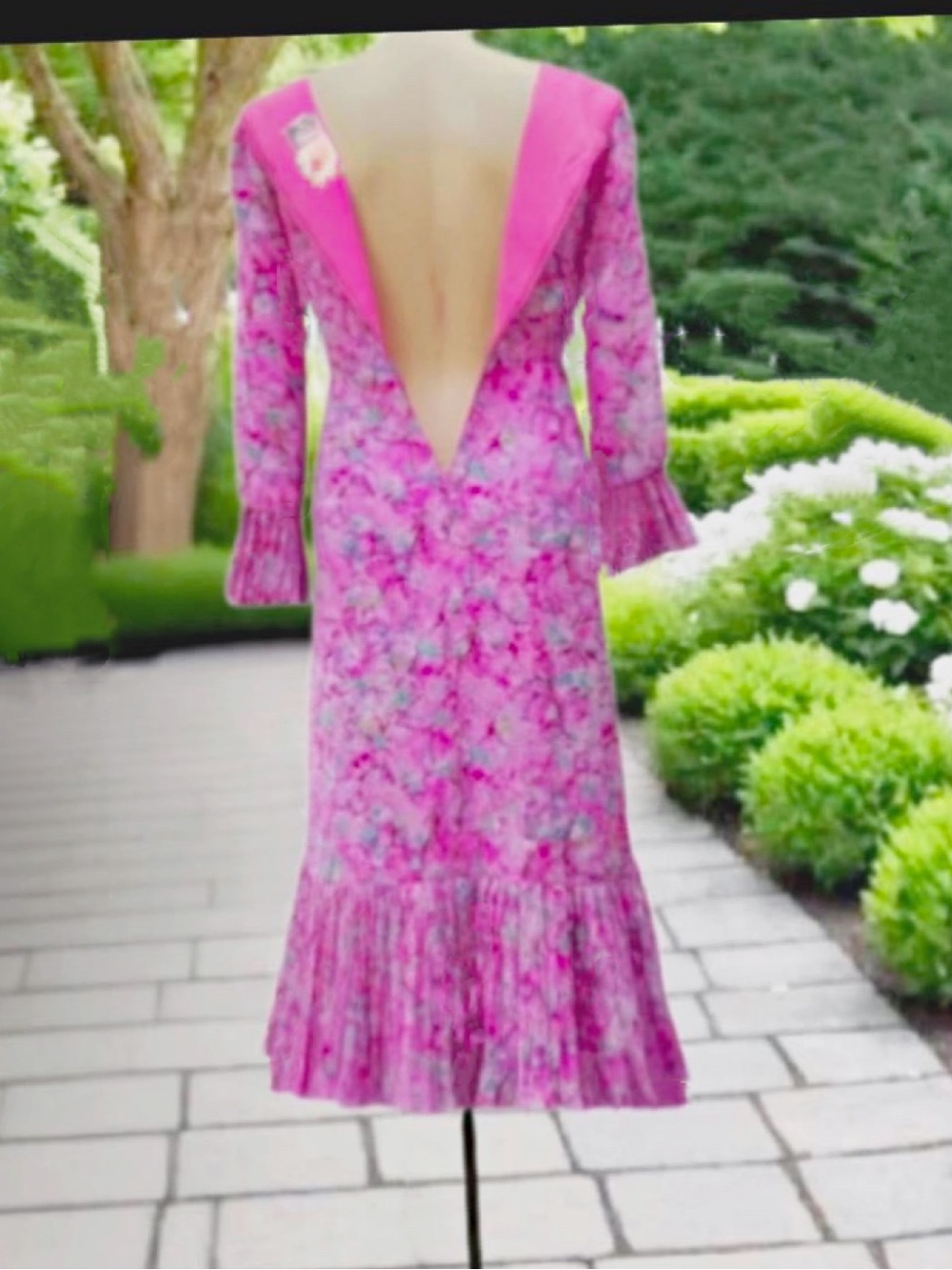 Vintage Posh by Jay Anderson Pink Floral Midi Dress Size 2 - Picture 10 of 13